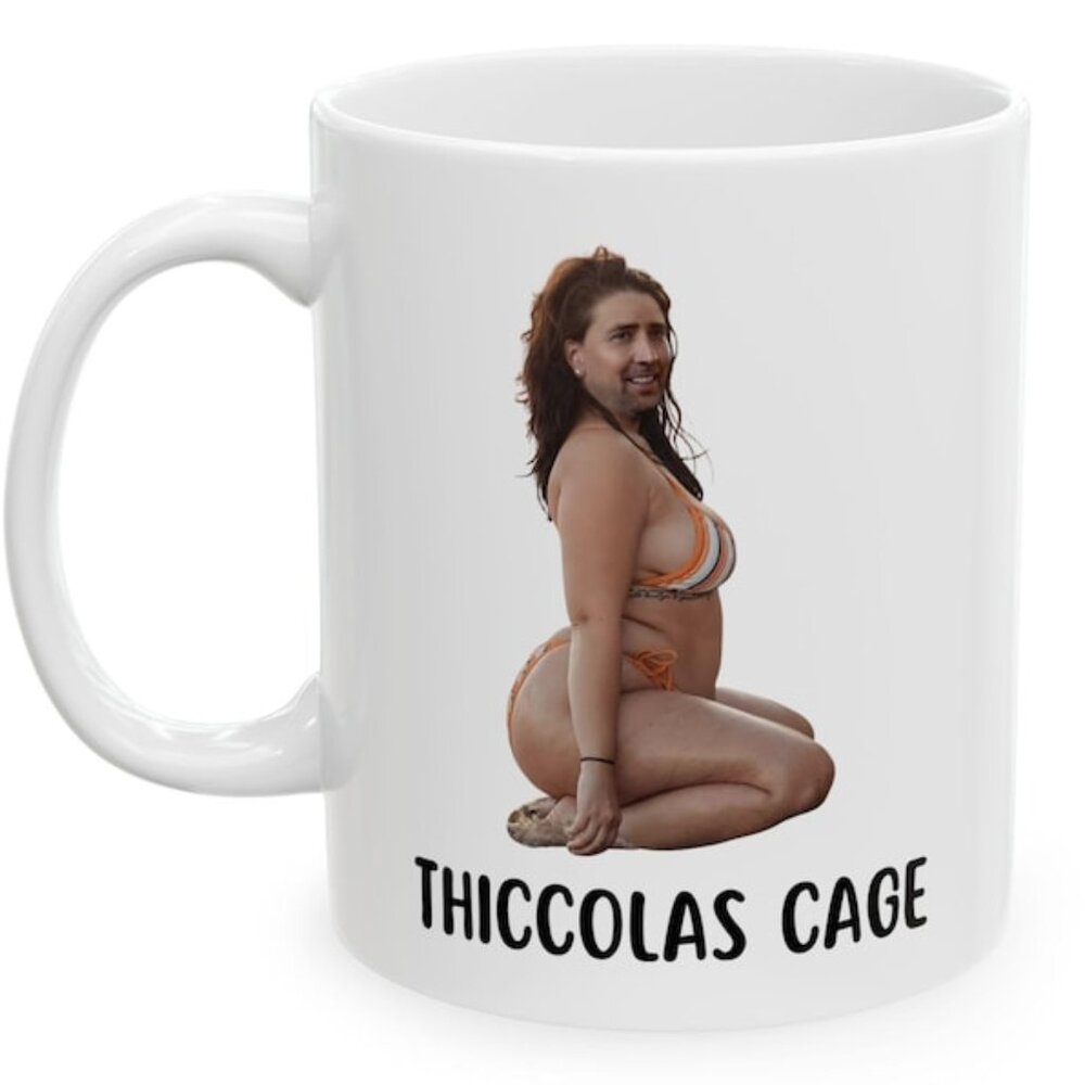 Thiccolas Cage Ceramic Mug Nicolas Cage Secret Santa Gag Gift Funny Mug 91